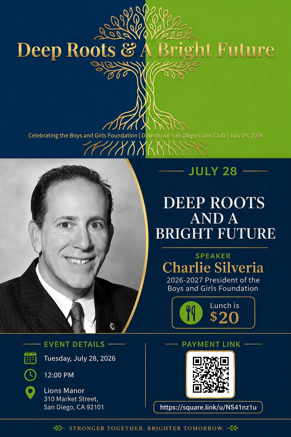 Program featuring Charlie Silveria, 2026–2027 President of the Boys and Girls Foundation.
